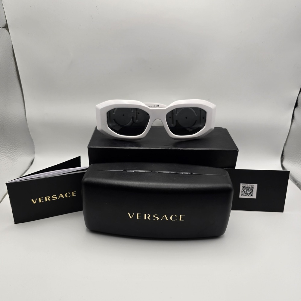 Versace VE4425U 314/87 White Gold Medusa Shield Sunglasses 53mm Italy NWOT